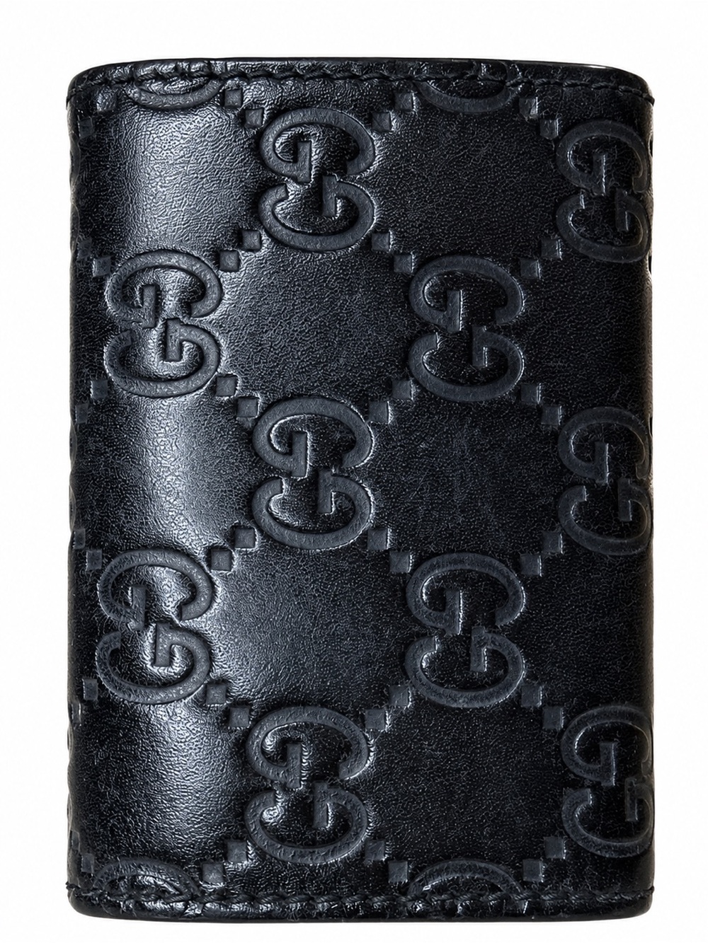 Gucci Black Guccissima Embossed Leather 6-Hook Key Case Holder Wallet